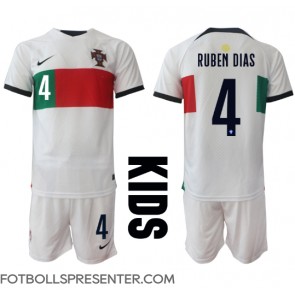 Portugal Ruben Dias #4 Bortatröja Barn VM 2022 Kortärmad (+ korta byxor)